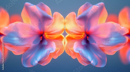 Soft Glow of Pink and Orange Petals in Artistic Floral Symmetry