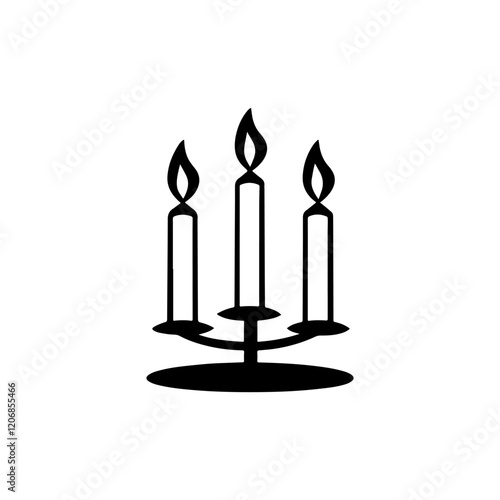 Retro candles in candlesticks icon silhouette vector illustration on white background.s 
