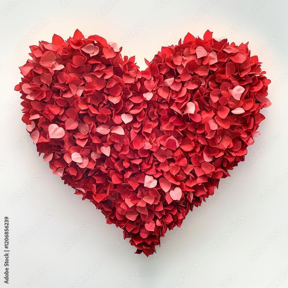 Red rose petals arranged in heart shape. (4) Red rose petals arranged in heart shape. (4)