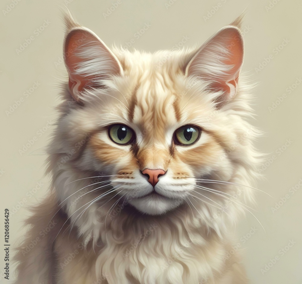 Fototapeta premium Illustration of fluffy cat.