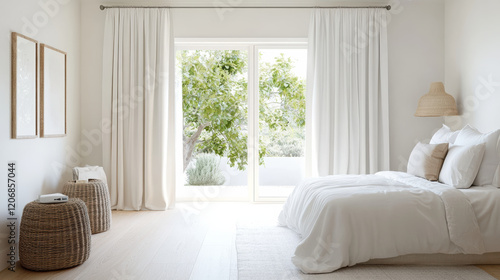 Wallpaper Mural serene bedroom with white curtains, natural light, and cozy atmosphere Torontodigital.ca