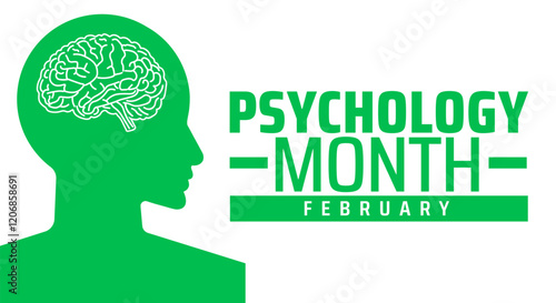 Psychology Month background banner or poster design template. observed every year in February. Holiday concept. Use to any Template, card, poster, placard, template.