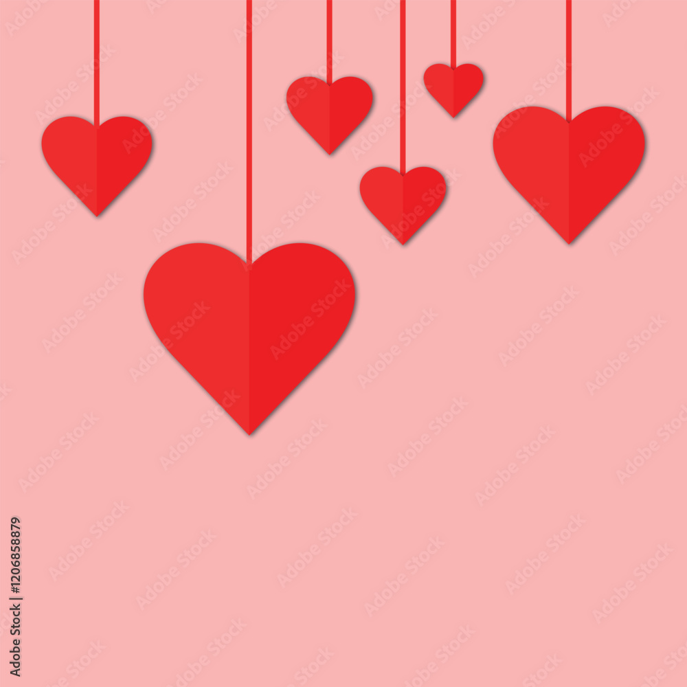 3D Hanging Hearts Decoration for Love, Romance, and Festive Themes. 3D Hanging Hearts Decoration for Love, Romance, and Festive Themes.