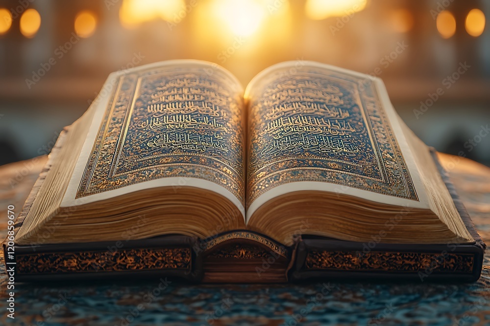 Obraz premium Pattani, Thailand - Quran is an Islamic holy book for muslim with Holy Quran on wooden stand. selective focus.