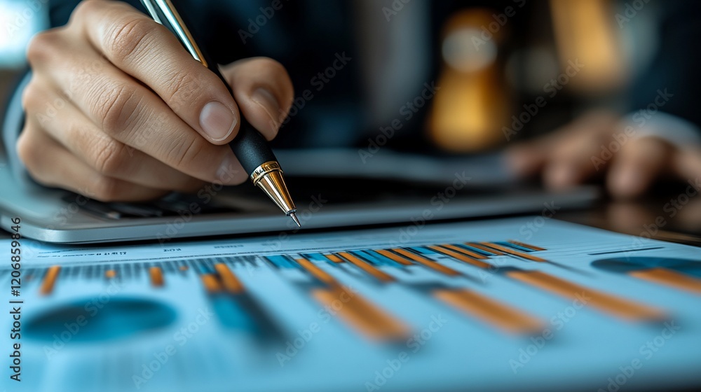 Close-up of hand analyzing financial charts. (1) Close-up of hand analyzing financial charts. (1)