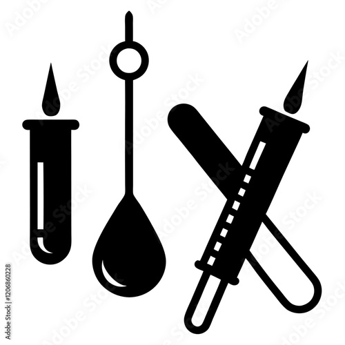 Blood tools silhouette vector icon illustration, blood on white background.