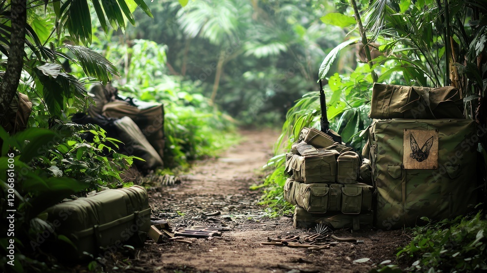 Jungle Path, Military Gear, Vietnam War Era Jungle Path, Military Gear, Vietnam War Era