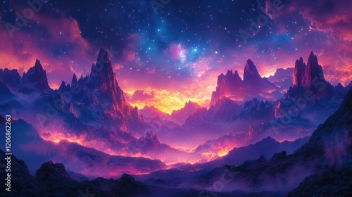 Wallpaper Mural 8k ultra HD image of a serene desert landscape at night, featuring a vibrant starry sky above. Torontodigital.ca