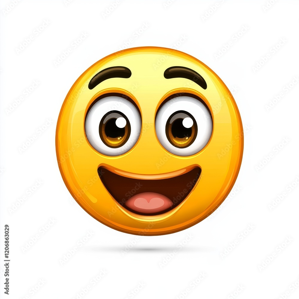 Fototapeta premium Happy Smiley Face Emoji with Sparkling Eyes and Joyful Expression Perfect for Communicating Happiness and Positive Emotions in Digital Conversations