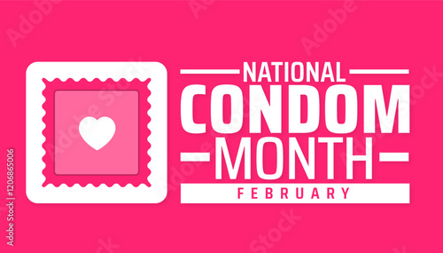 National Condom Month background banner or poster design template. observed every year in February. Holiday concept. Use to any Template, card, poster, placard, template.