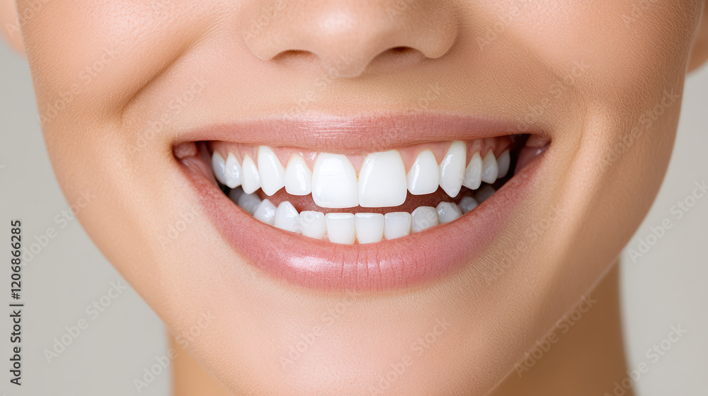 Bright smile with healthy teeth and cheerful expression Bright smile with healthy teeth and cheerful expression