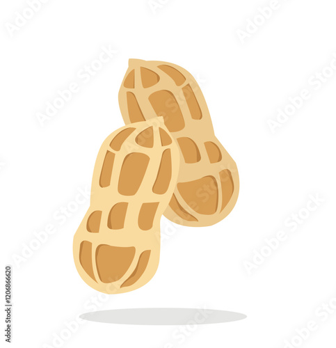 peanuts. Delicious tasty peanuts snack, raw peanut in shell flat vector illustration. Crunchy peanuts nuts
