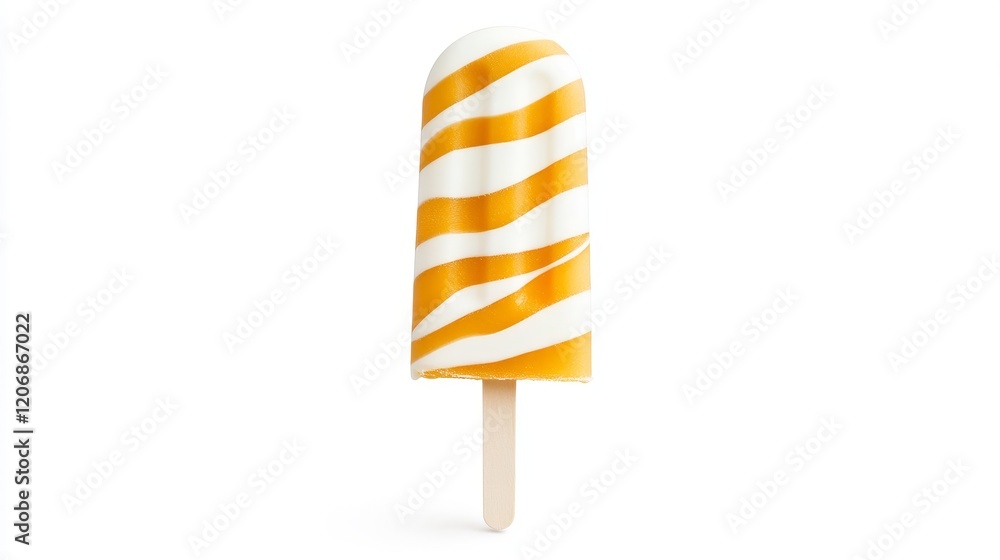 Refreshing Orange and White Swirled Ice Cream Popsicle on a Wooden Stick, Perfect for Warm Summer Days and Delicious Treats for All Ages Refreshing Orange and White Swirled Ice Cream Popsicle on a Wooden Stick, Perfect for Warm Summer Days and Delicious Treats for All Ages
