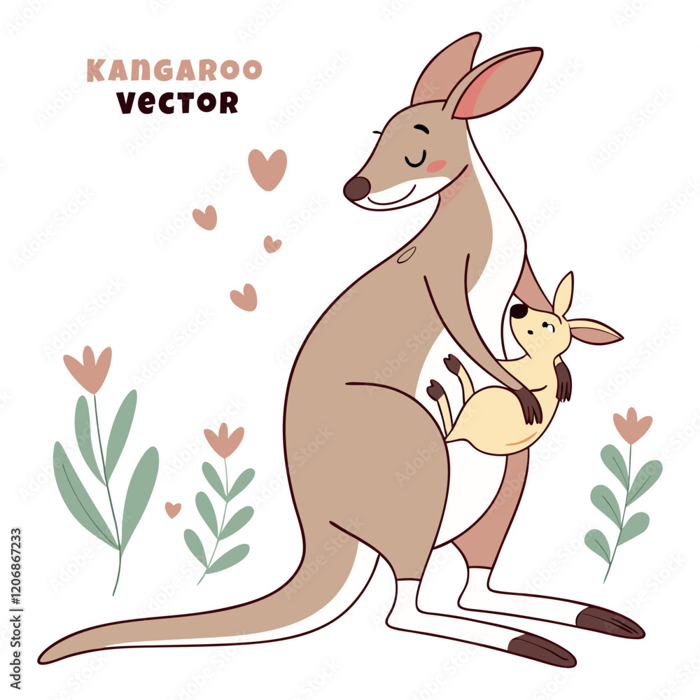 Obraz premium Creative Kangaroo Silhouette and icon