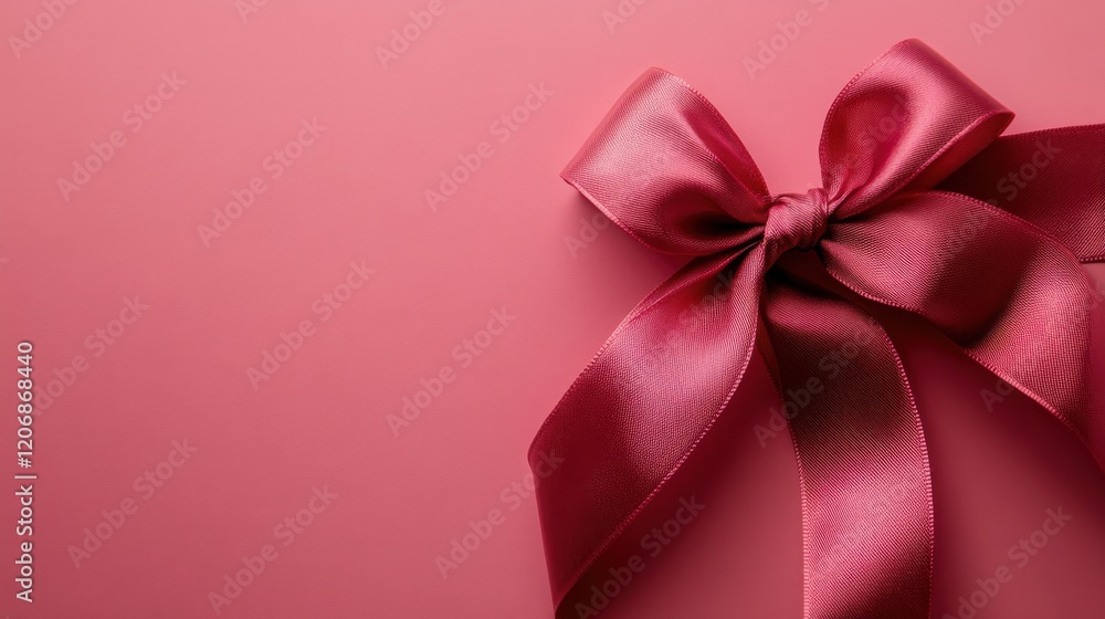 Gift wrap adorned with a luxurious crimson ribbon on a soft pink backdrop creating an elegant presentation for any occasion Gift wrap adorned with a luxurious crimson ribbon on a soft pink backdrop creating an elegant presentation for any occasion