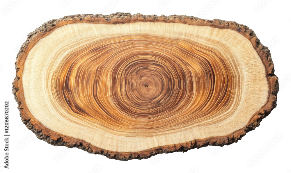 Cross section of a tree trunk slice with detailed annual rings, natural wood texture. Environmental and biological study concept Cross section of a tree trunk slice with detailed annual rings, natural wood texture. Environmental and biological study concept