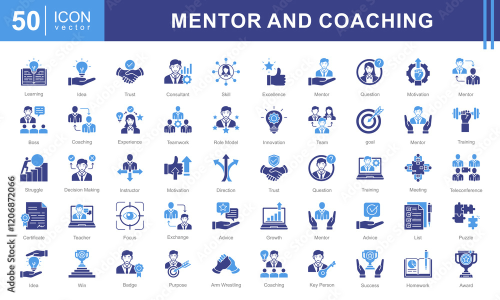 custom made wallpaper toronto digitalMentor and Coaching icon collection set. Containing coach, students, presentations, guidance, trainee program and learning materials. Great for education, workshops, or self development services.