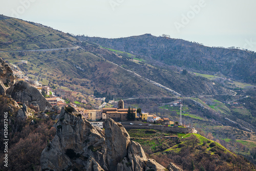 landscape inside the Dolomiti Lucane from the village of Castelmezzano, Potenza province, Basilicata photo