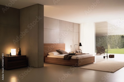 Modern minimalist bedroom d...