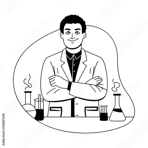 A glyph illustration of lab chemist 

