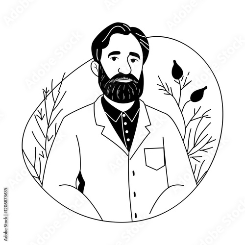 An experienced ecologist illustration in a glyph style 

