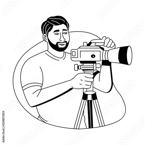 A glyph illustration of a filmmaker 

