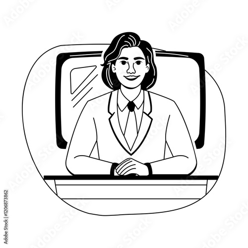 News anchor illustration in a glyph style 


