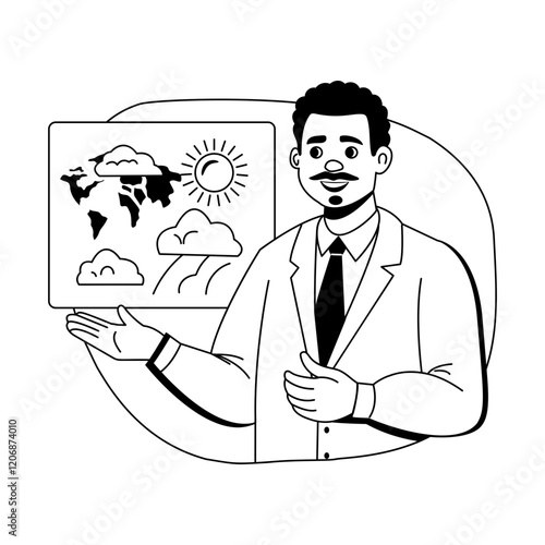 Meteorologist illustration in a glyph style 

