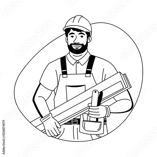 A glyph illustration of a professional woodworker 

