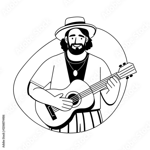 A glyph illustration of a street performer 

