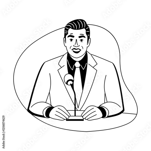 Commentator illustration in glyph style 

