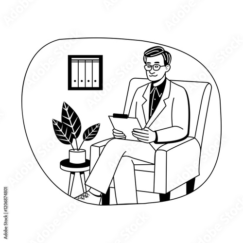 Psychiatrist illustration in glyph style 


