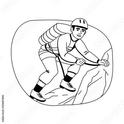 A glyph illustration of mountain climber 

