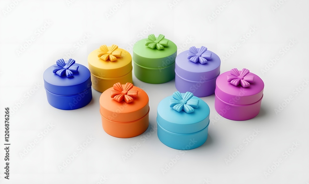Colorful gift boxes arranged on white background Colorful gift boxes arranged on white background