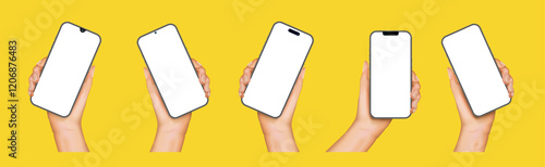 Realistic Hands Holding Smartphones and Mobile Phones - Mockup for Website Banners, Social Media Ads, Print Promotions, Leaflets, Brochures, and Flyers