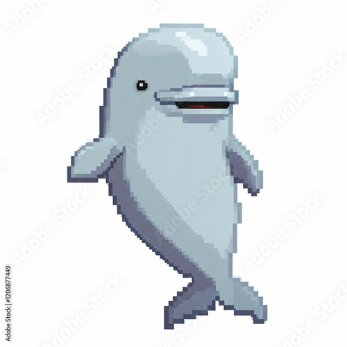  A beluga whale, pixel art. photo