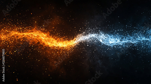 Wallpaper Mural A conceptual artistic piece showing the dual nature of light, with one half as a wave and the other half as particles, surrounded by dark space, symbolizing wave-particle duality. Torontodigital.ca