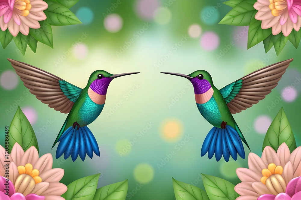 Obraz premium Stylized Hummingbirds.