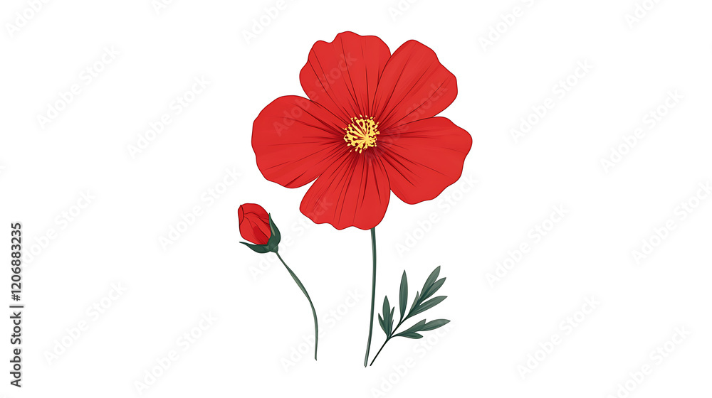 Obraz premium White cosmos flower isolated on a white background with vibrant petals and natural beauty