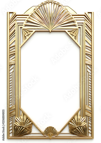 vintage Golden Antique Picture Frame designed as a decorative border for a blank picture on white background
