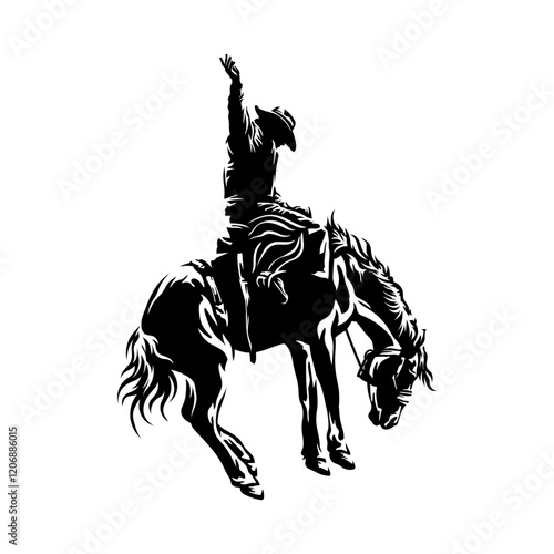 isolated silhouette logo of cowboy riding the horse