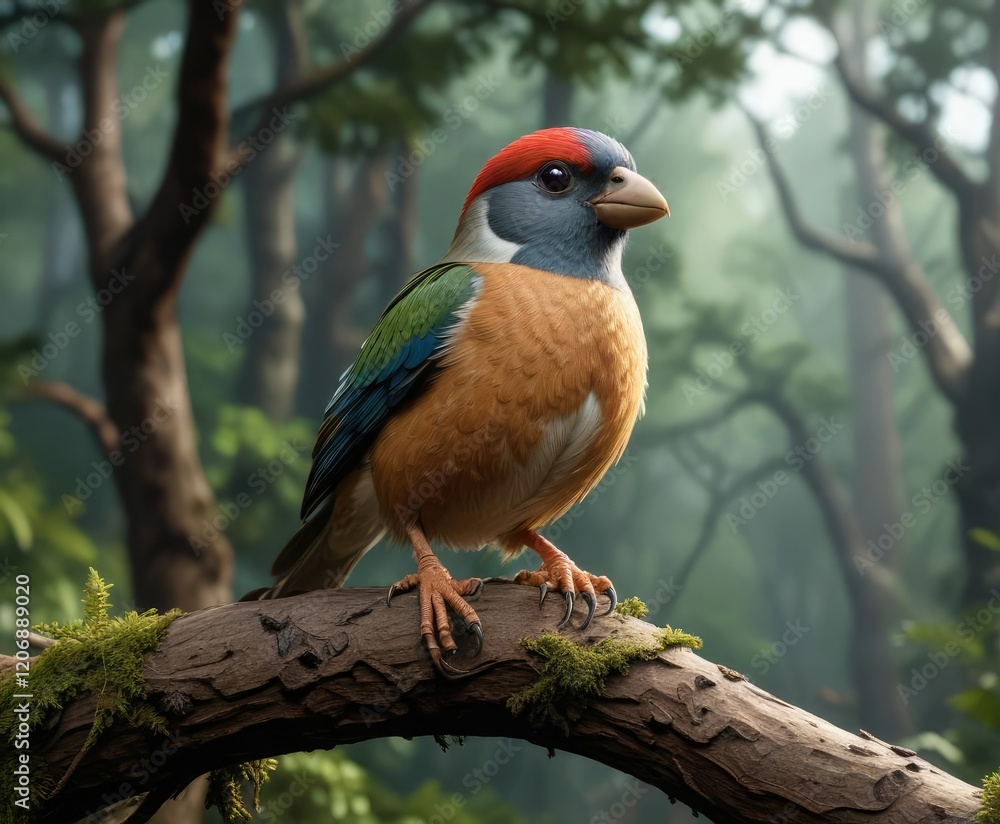 Obraz premium Abaniquillo crestado perched on a branch in the forest, lizard, animal