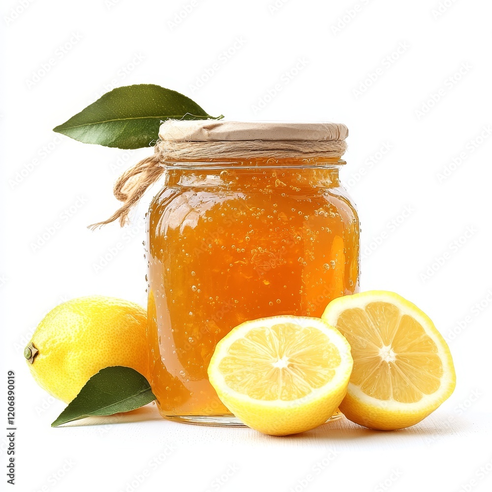 Jar of honey with lemons. Jar of honey with lemons.