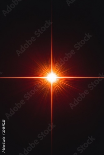 Bright Orange Starburst Light Flare Dark Background