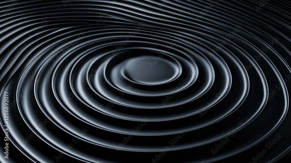 Ripple effect black water surface abstract art calm environment top view visual concept for serenity