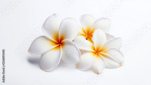 Wallpaper Mural Elegant White Plumeria Flowers with Subtle Yellow Centers on a Soft Background
 Torontodigital.ca