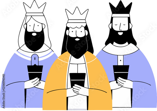 Three Wise Men Bearing Gifts.