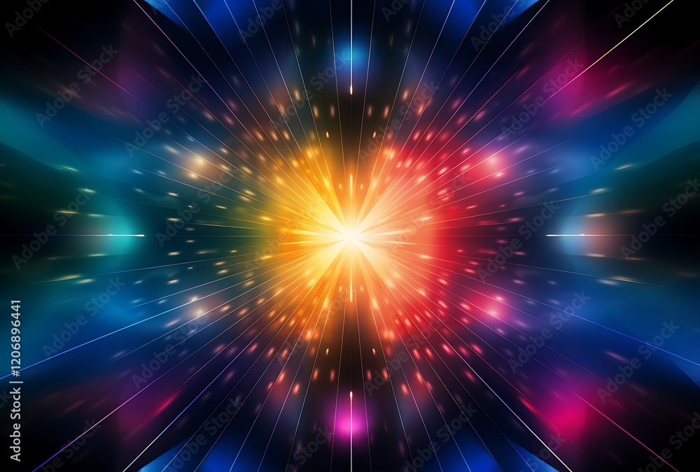 Obraz premium Colorful light effects on a black background, swirling colorful lights in the dark