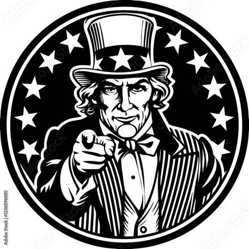 Uncle Sam Wants You - Patriotic Circular Design.