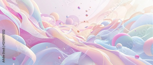 A whimsical fusion of geometric shapes and pastel colors in a modern abstract design, shapes, pastel photo